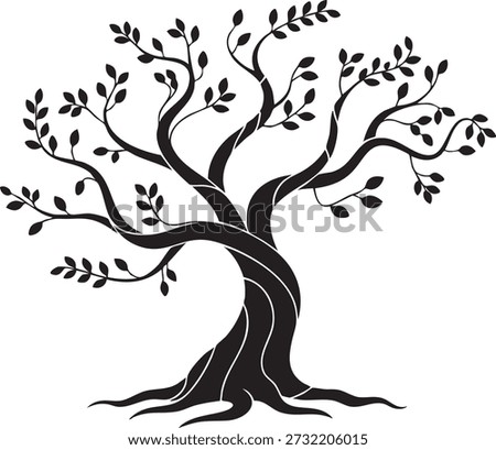 Tree with many branches and small leaves growing