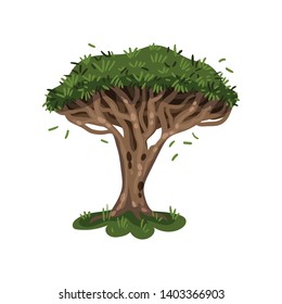 Tree with many branches. Vector illustration on white background.