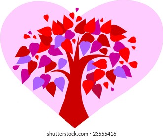 tree with many hearts for Valentines day