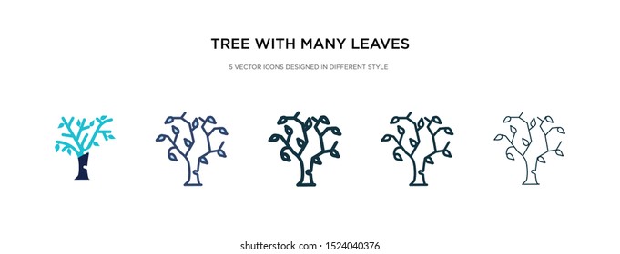 tree with many leaves icon in different style vector illustration. two colored and black tree with many leaves vector icons designed in filled, outline, line and stroke style can be used for web,