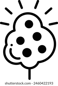 A tree with many small dots on it. The tree is smiling and has a happy expression