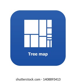 Tree map icon blue vector isolated on white background