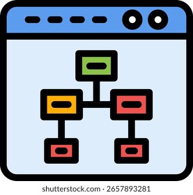 Tree Map Line Filled Icon Design