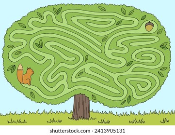 Tree maze graphic color sketch landscape illustration vector