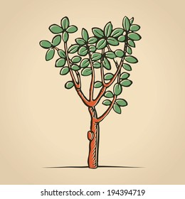 a tree in medieval woodcut print style