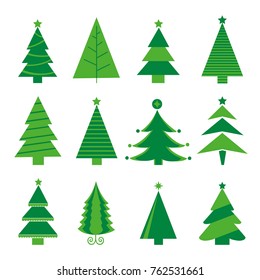 Tree Merry Christmas Icon Isolated Vector