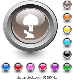 Icono de redondeo vibrante metálico de árbol.