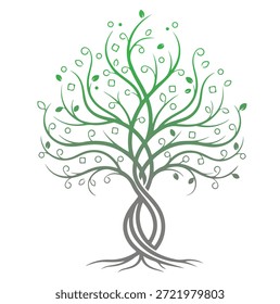 Tree, Minimalist and Simple Silhouette - Vector illustration various detailed tree silhouette, Tree With Roots  forest, nature, leaf, branch, silhouette, icon, vector Realistic Tree Illustration