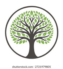 Árbol, silueta minimalista y simple - Ilustración vectorial de varias siluetas de árboles detallados, árbol con raíces, naturaleza, hoja, rama, silueta, ícono, Vector Árbol realista Ilustración
