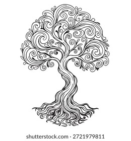 Árbol, silueta minimalista y simple - Ilustración vectorial de varias siluetas de árboles detallados, árbol con raíces, naturaleza, hoja, rama, silueta, ícono, Vector Árbol realista Ilustración