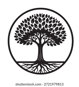 Árbol, silueta minimalista y simple - Ilustración vectorial de varias siluetas de árboles detallados, árbol con raíces, naturaleza, hoja, rama, silueta, ícono, Vector Árbol realista Ilustración
