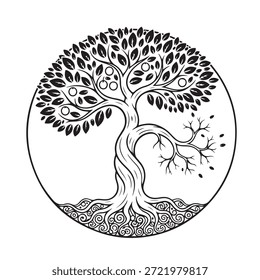 Árbol, silueta minimalista y simple - Ilustración vectorial de varias siluetas de árboles detallados, árbol con raíces, naturaleza, hoja, rama, silueta, ícono, Vector Árbol realista Ilustración