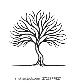 Árbol, silueta minimalista y simple - Ilustración vectorial de varias siluetas de árboles detallados, árbol con raíces, naturaleza, hoja, rama, silueta, ícono, Vector Árbol realista Ilustración