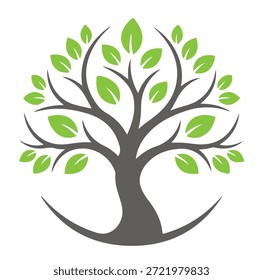 Árbol, silueta minimalista y simple - Ilustración vectorial de varias siluetas de árboles detallados, árbol con raíces, naturaleza, hoja, rama, silueta, ícono, Vector Árbol realista Ilustración