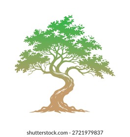 Árbol, silueta minimalista y simple - Ilustración vectorial de varias siluetas de árboles detallados, árbol con raíces, naturaleza, hoja, rama, silueta, ícono, Vector Árbol realista Ilustración
