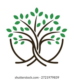 Árbol, silueta minimalista y simple - Ilustración vectorial de varias siluetas de árboles detallados, árbol con raíces, naturaleza, hoja, rama, silueta, ícono, Vector Árbol realista Ilustración