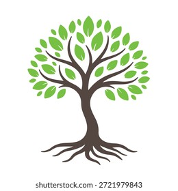 Árbol, silueta minimalista y simple - Ilustración vectorial de varias siluetas de árboles detallados, árbol con raíces, naturaleza, hoja, rama, silueta, ícono, Vector Árbol realista Ilustración