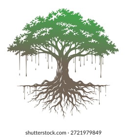Tree, Minimalist and Simple Silhouette - Vector illustration various detailed tree silhouette, Tree With Roots  forest, nature, leaf, branch, silhouette, icon, vector Realistic Tree Illustration