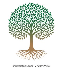 Árbol, silueta minimalista y simple - Ilustración vectorial de varias siluetas de árboles detallados, árbol con raíces, naturaleza, hoja, rama, silueta, ícono, Vector Árbol realista Ilustración