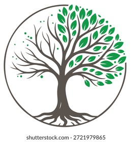 Árbol, silueta minimalista y simple - Ilustración vectorial de varias siluetas de árboles detallados, árbol con raíces, naturaleza, hoja, rama, silueta, ícono, Vector Árbol realista Ilustración