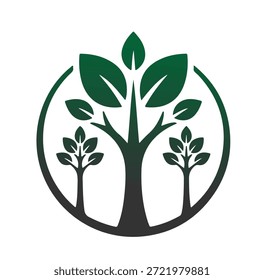 Árbol, silueta minimalista y simple - Ilustración vectorial de varias siluetas de árboles detallados, árbol con raíces, naturaleza, hoja, rama, silueta, ícono, Vector Árbol realista Ilustración
