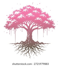 Árbol, silueta minimalista y simple - Ilustración vectorial de varias siluetas de árboles detallados, árbol con raíces, naturaleza, hoja, rama, silueta, ícono, Vector Árbol realista Ilustración