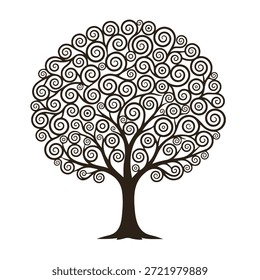 Árbol, silueta minimalista y simple - Ilustración vectorial de varias siluetas de árboles detallados, árbol con raíces, naturaleza, hoja, rama, silueta, ícono, Vector Árbol realista Ilustración