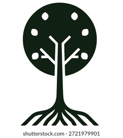 Árbol, silueta minimalista y simple - Ilustración vectorial de varias siluetas de árboles detallados, árbol con raíces, naturaleza, hoja, rama, silueta, ícono, Vector Árbol realista Ilustración