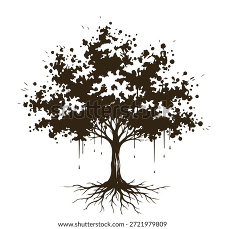 Tree, Minimalist and Simple Silhouette - Vector illustration various detailed tree silhouette, Tree With Roots  forest, nature, leaf, branch, silhouette, icon, vector Realistic Tree Illustration