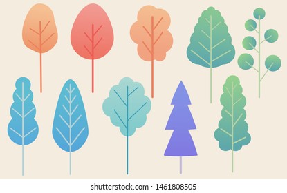 Tree model ,fantasy leaves background template vector illustration flat design