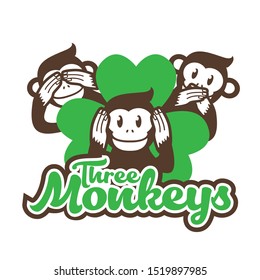 the tree monkeys logo design template vector