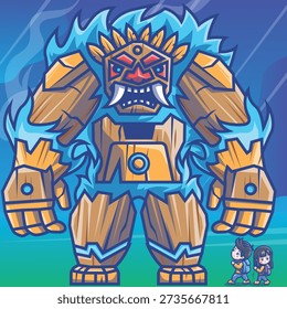 tree monster with blue fire