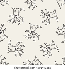 tree monster doodle seamless pattern background
