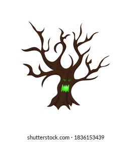 tree monster for halloween, vector illustration