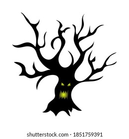 tree monster for halloween, vector illustration