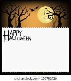 Tree. Moon. Paper. Halloween vector illustration.