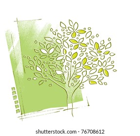 Tree motive, background design (freehand painterly style)