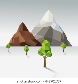 tree and mountain icon. Polygonal image. vector graphic