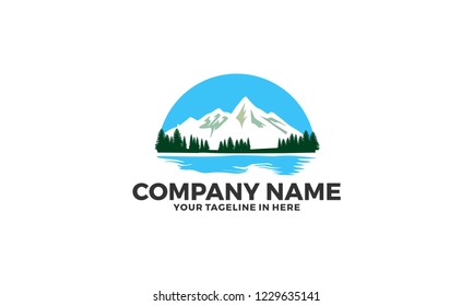 Tree Mountain Landscape Nature Logo Template