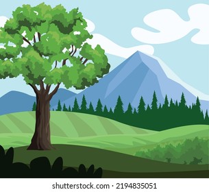 escenario paisajístico de árboles y montañas