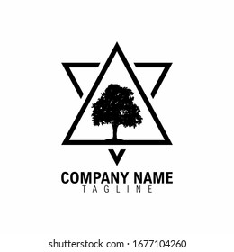 Tree Mountain Triangle Letter V and A Logo Symbol