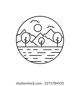 Baum, Berg, Welle, Wasser, Ozean, Sommersymbol
