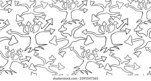tree mushroom arrow seamless pattern in vector. background wallpaper in doodle style. graphics for application sites for layout and printing of texts and images