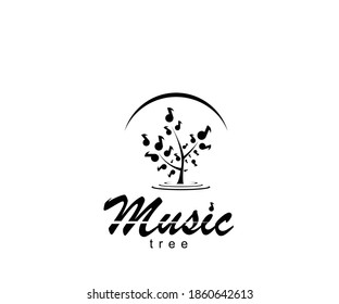 Tree music  logo design template