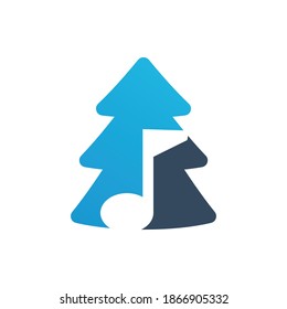 tree and music negative space logo design