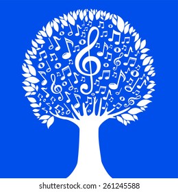 Tree from musical notes. Vector illustration.