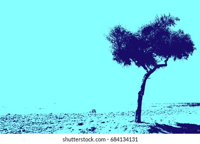 Tree. Natural decoration. Vector illustration. Abstract silhouette.