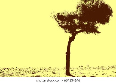 Tree. Natural decoration. Vector illustration. Abstract silhouette.