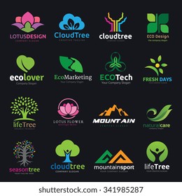 Tree and Natural ecology logo set.