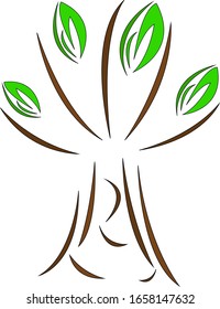 tree natural logo with bewitching patterns of split lines object on a white background environment and clean ecology concept